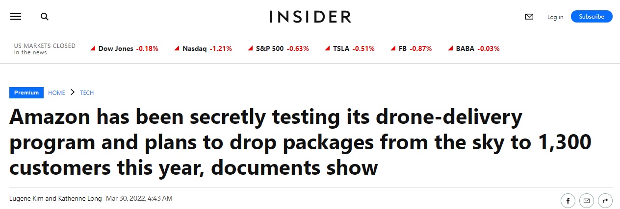 亚马逊称今年将在美开启无人机送货