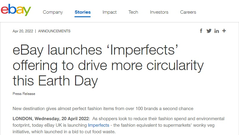 eBay意大利站推出“Imperfects”平台 出售时尚次品